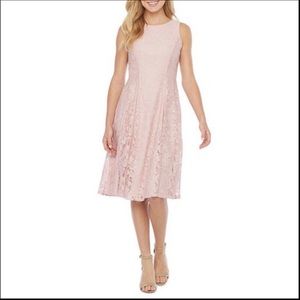 New Danny & Nicole Pink Midi Lace Dress